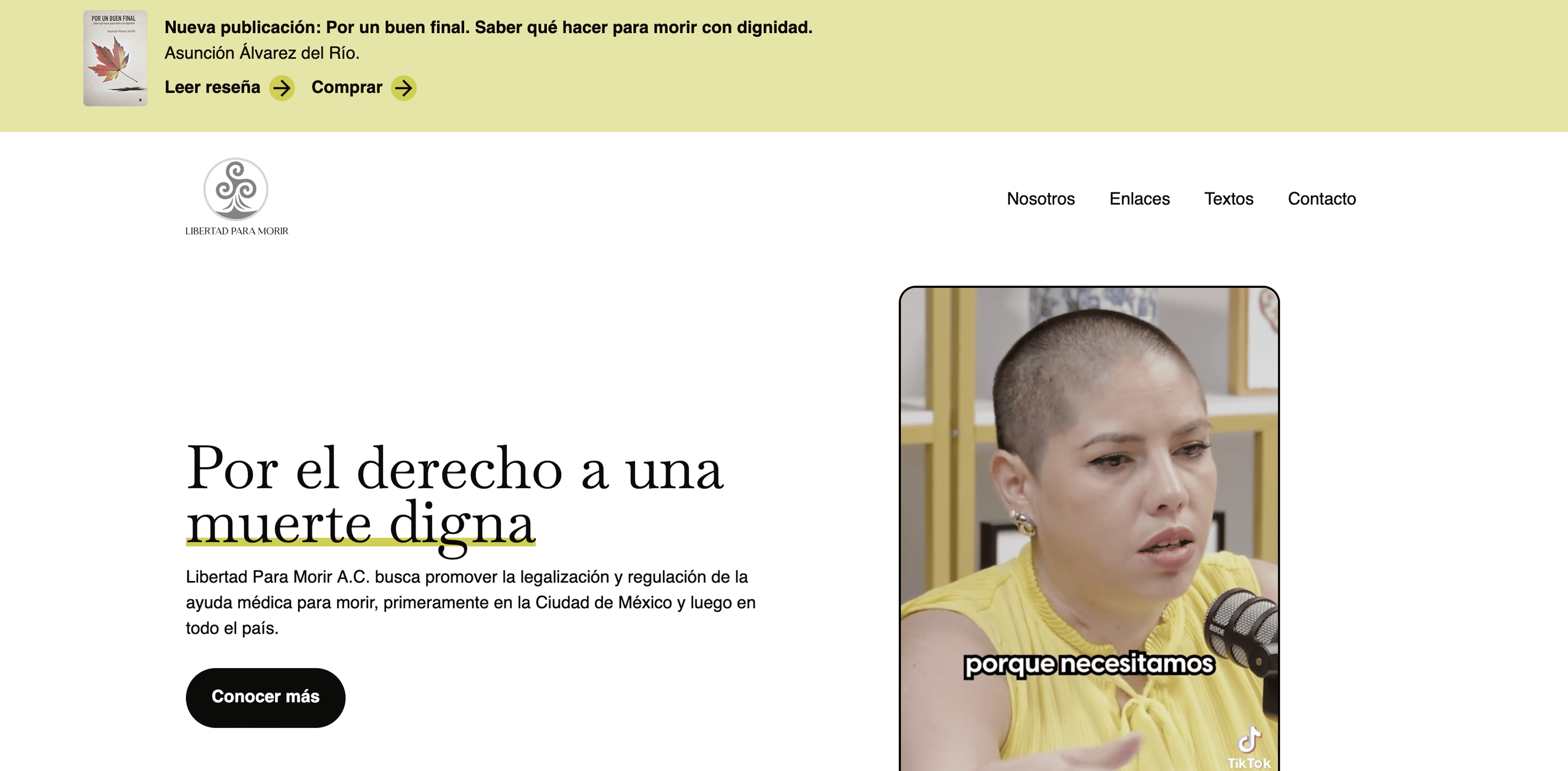 Página inicial del sitio libertad para morir