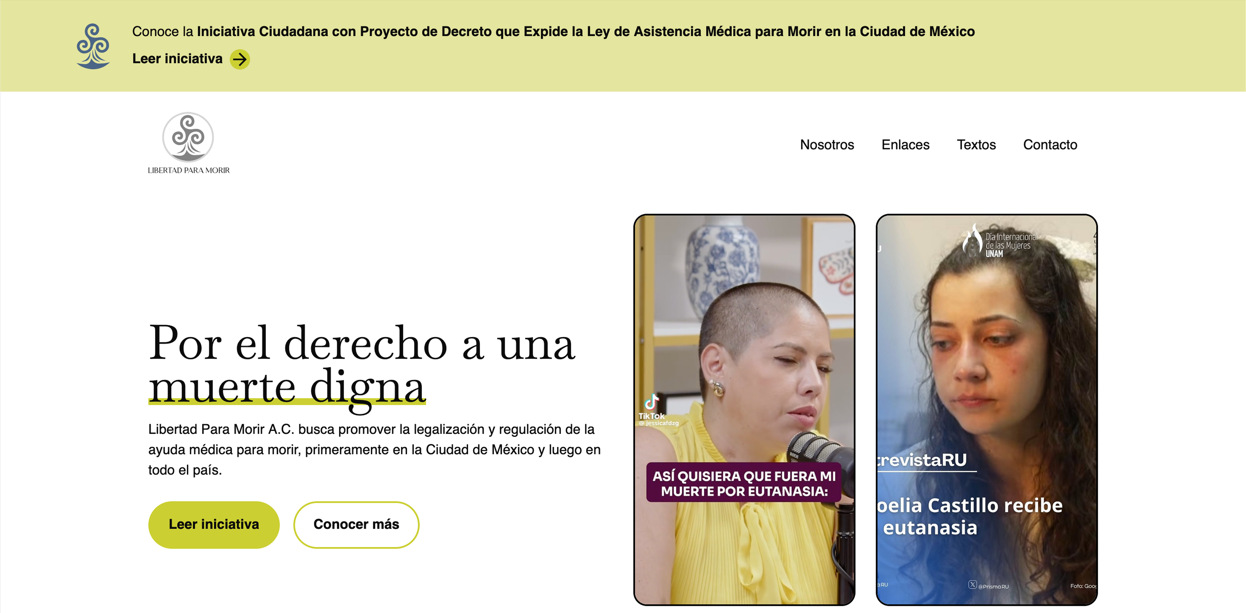 Página inicial del sitio libertad para morir